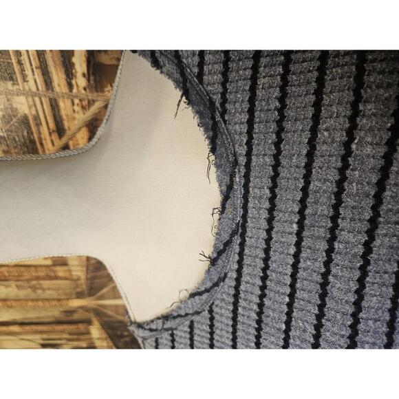 "We The Free" Casual Striped Distressed Edge Peplum Top #183 - Picture 5 of 8